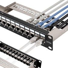 Mini 12 Port Cat6A Patch Panel, Shielded, 10-Inch, 1U, Inline Keystone