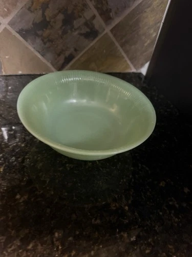 Vintage Fire King jadeite Green Jane Ray Pattern Serving Bowl, Read! ~8.25” HTF