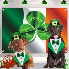 St Patrick's Day Dog Bandana Collar Hat Tux L Irish Costume