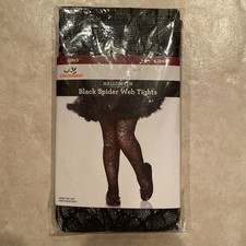 NIP Girls Halloween Black Spider Web Tights Size S 6/6x 