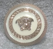 Medusa Gold White Belt Buckle Gold Triple Row White Engraved Great Vintage Shape