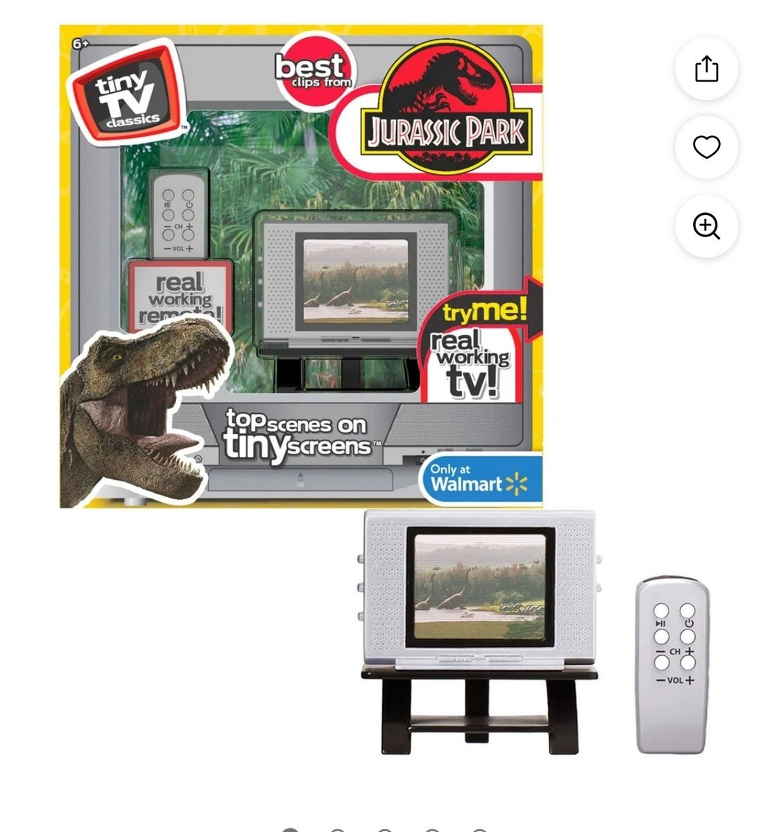 Basic Fun Tiny TV Classics Jurassic Park Mini TV w/ Remote – New