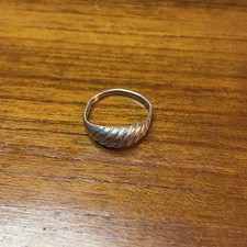 VTG Sterling Silver 925 Textured Ribbed Woven Tapered Dome Band Ring