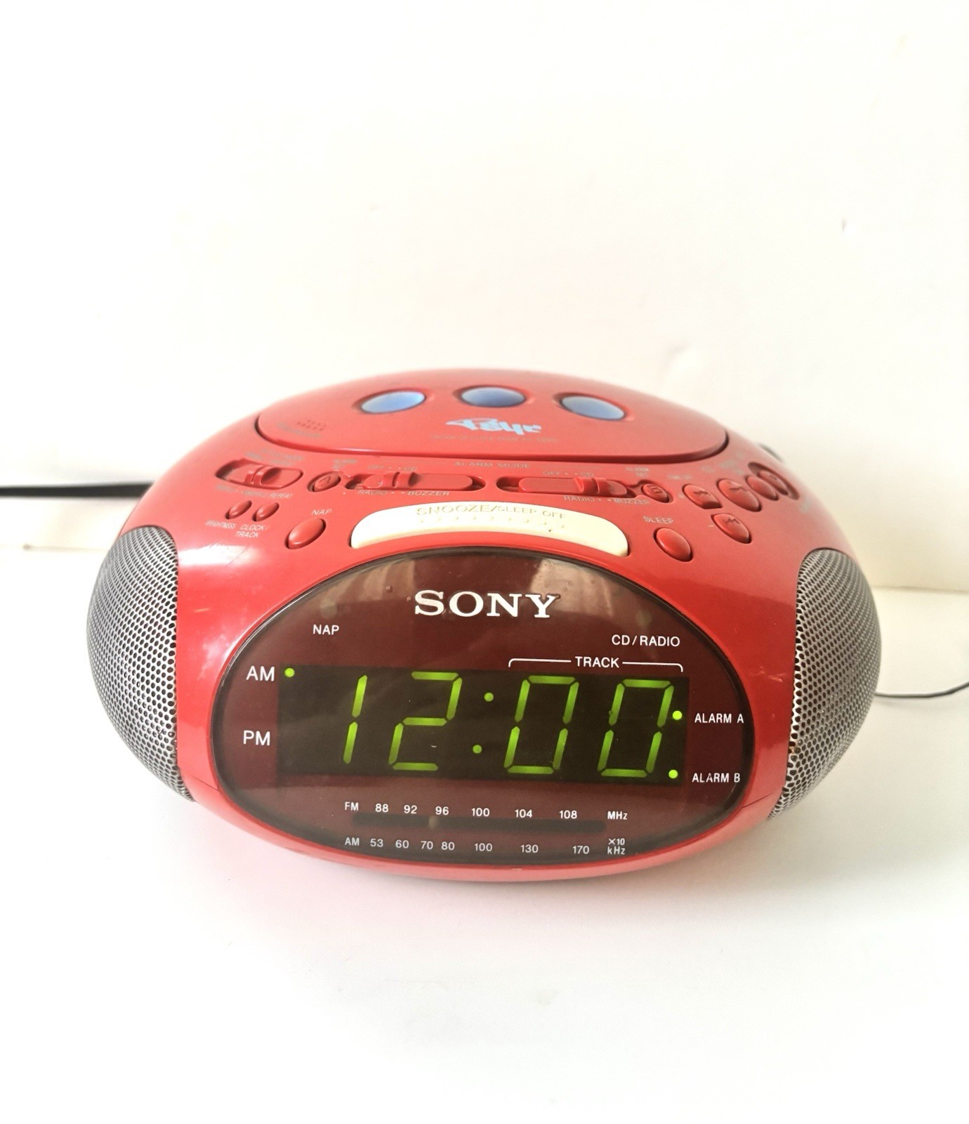Sony Dream Machine Psyc ICF-CD831 Red CD Player AM/FM Dual Alarm Clock Radio