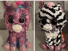 Ty Beanie Boos Flippables Pennie the Zebra & CELESTE the Unicorn 6” Plushies