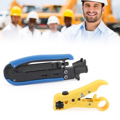  RG59 RG6 RG11 F Compression Tool Connector+Cable Coax Coaxial Crimper Stripper