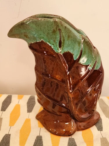 Vintage Rare Van Briggle Green Brown Leaf Vase Signed By Anna Van Briggle...