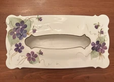 Vintage Schwarz Brothers Hinged Plastic Tissue Box - With Purple Flowers Violet