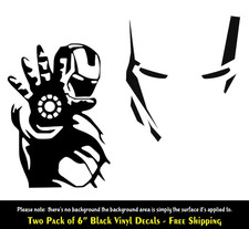 Iron Man Helmet Iron Man Two 6 Black Vinyl Decals Car Truck Windows Mirror