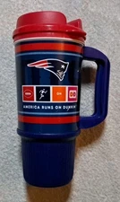 Dunkin' Donuts Travel Mug Tumbler Patriots Run On 24oz Red Blue 2013 No Straw