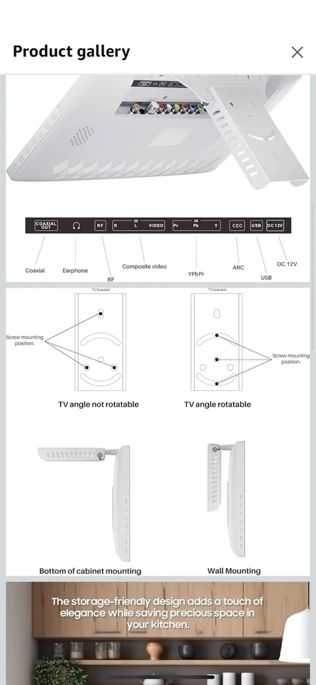 Sylvox 15.6 inch Under Cabinet TV 1080P Kitchen TV Built-in App Smart RV TV - Image 3 of 4