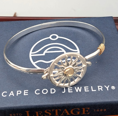 14k & Sterling Lestage Cape Cod Convertible Bracelet & Sun/Moon Hook Clasp 8''