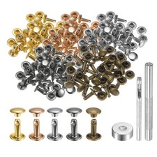100 Sets Leather Rivets 8mm x 10mm with 3 Setter Tools for DIY, Multi Colors