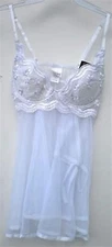 Embroidery Sheer Net Babydoll Medium Shirley of Hollywood WHITE 3175 M