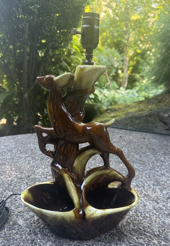 RARE VTG MCM PHIL MAR 1950S LEAPING DEER LAMP PLANTER