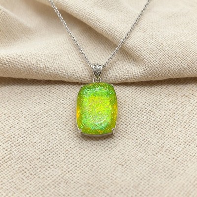 Unique Monarch Opal Cushion Pendant 100 110Ct | Handmade Fire Opal Necklace