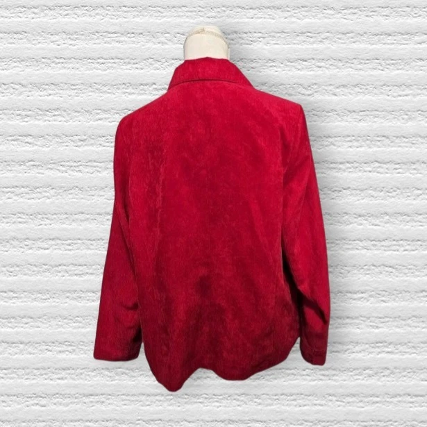 Conjunto de traje de 2 piezas para mujer 16W Studio Works blazer rojo y pantalones East 5th a rayas Foto 3 de 4