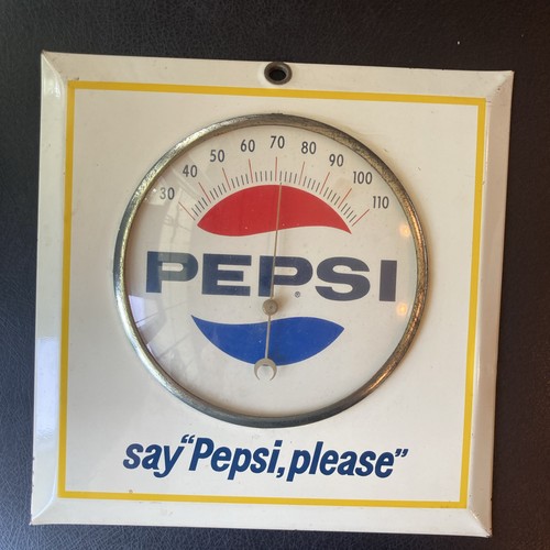 Vintage Say Pepsi Please Thermometer Sign Cola Soda Pop Bar 9” Nice Advertising