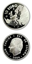 2004 Spain Large  silver proof 10 Euro Eastern Expansion of the EU