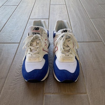 New Balance 574 Men s White/Blue Colorblock Low Top Lace-Up Sneakers NW Def