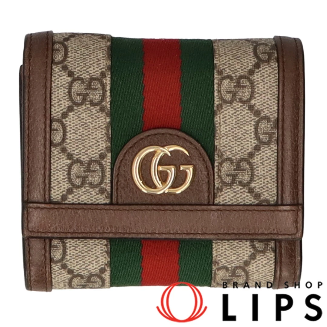Gucci Ophidia Compact Wallet 598662 96IWG 8745 GG Supreme Femme Beige [Occasion]