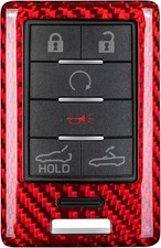 Real Glass Fiber Key Fob Cover Compatible with Chevrolet Red