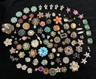 Lot Of Vintage Costume Jewelry Parts Pieces Flowers Salvage Harvest Repurpose