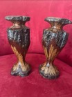 Pair of Chrysanthemum Wood Hand Turned Candlesticks — photo 1