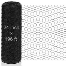 24 in x 196 ft Chicken Wire Fence Mesh Black Chicken Wire for Floral Arrangem...