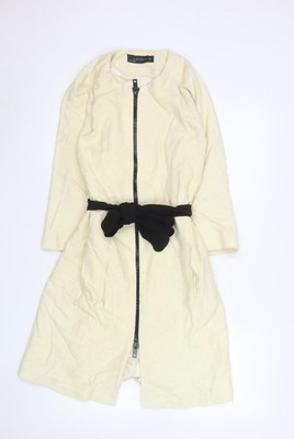 Zara Woman Elfenbein Baumwollmischung Mittellanger Mantel mit Gürtel Größe 8