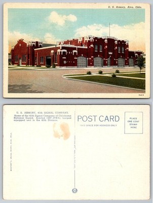 Alva, Oklahoma US Armory 45th Signal Company PWA 1937 Postcard