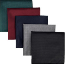 SHLAX WING Assorted 5 Pieces Mens Silk Pocket Squares Handkerchiefs Set Lot