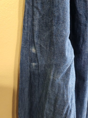 Levis Dark Blue Denim Shirt Medium Chambray White Tab Button Up Down Western - Picture 10 of 15