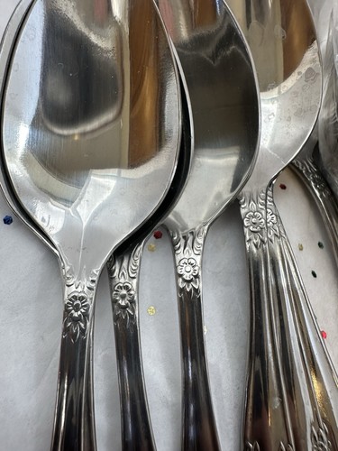 Vintage Korea Rogers Co. DREAM ROSE / ROSE BUD Stainless Flatware Lot Of 50 PCS - Picture 20 of 24