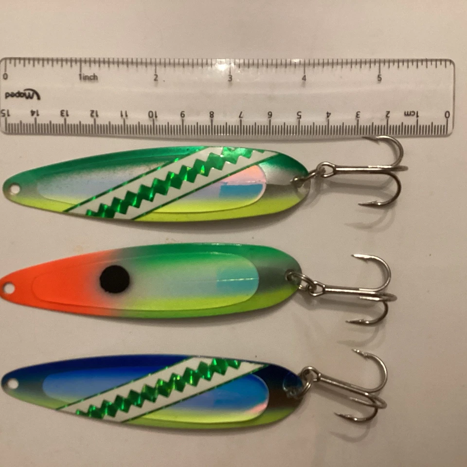 Lote de 3 cucharas de señuelo de pesca Michigan Stinger Stingray Trolling UV  Foto 2 de 4