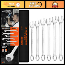 Large 6-piece Wrench Set With Rolling Pouch Sae 12 Point Chrome Vanadium Ste