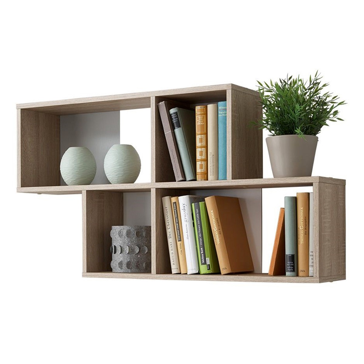 Étagère murale Orian 100cm en chêne et blanc pour salon