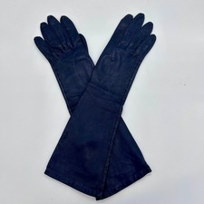 Vintage Miss Aris Leather Gloves Navy Blue Elbow Length Classic Accessories