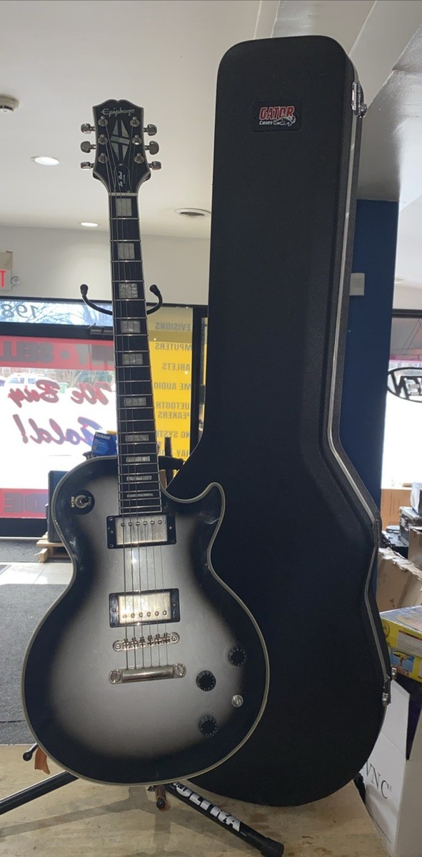 Epiphone Les Paul Custom Electric Guitar 6-String Silver Burst W