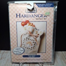 New DMC Hardanger Stitchery Kit T997KU FLORAL SACHET 1998 w Free Starter Kit