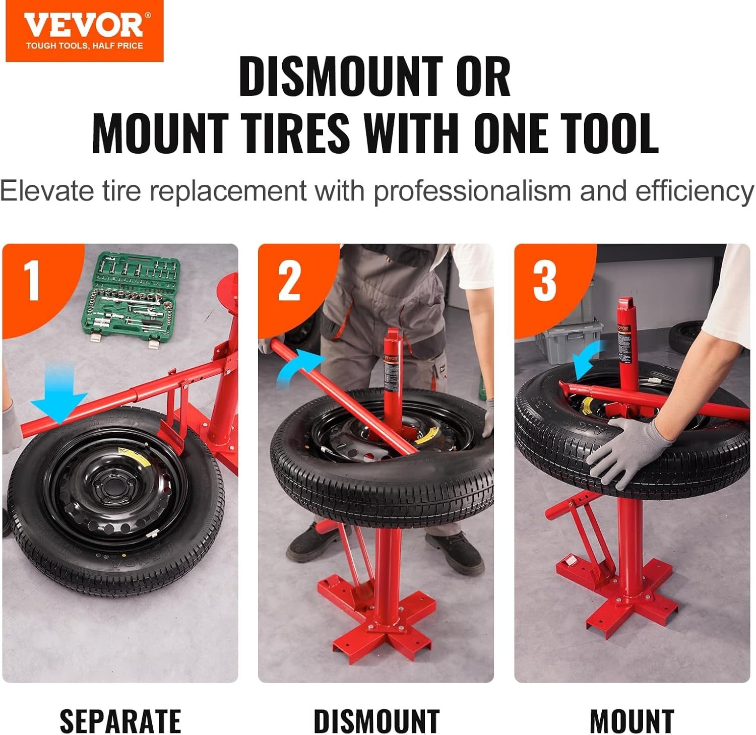 VEVOR Manual Tire Changer, Portable Hand Bead Breaker Mounting Tool 8"-16" Tires