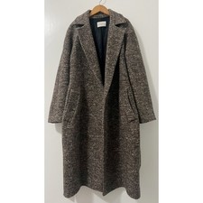 Sandro Paris Womens Tweed Belted Coat Brown M...