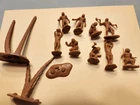 Marx Cavemen Light Brown Plastic 9 figs & 3 tree/plant parts Prehistoric Playset