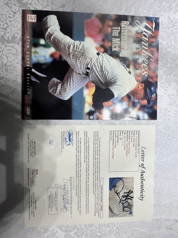 Derek Jeter Auto 1996 Yankee Yearbook ROY/World Series Champ 1 Of A Kind On eBay - Image 3 of 4