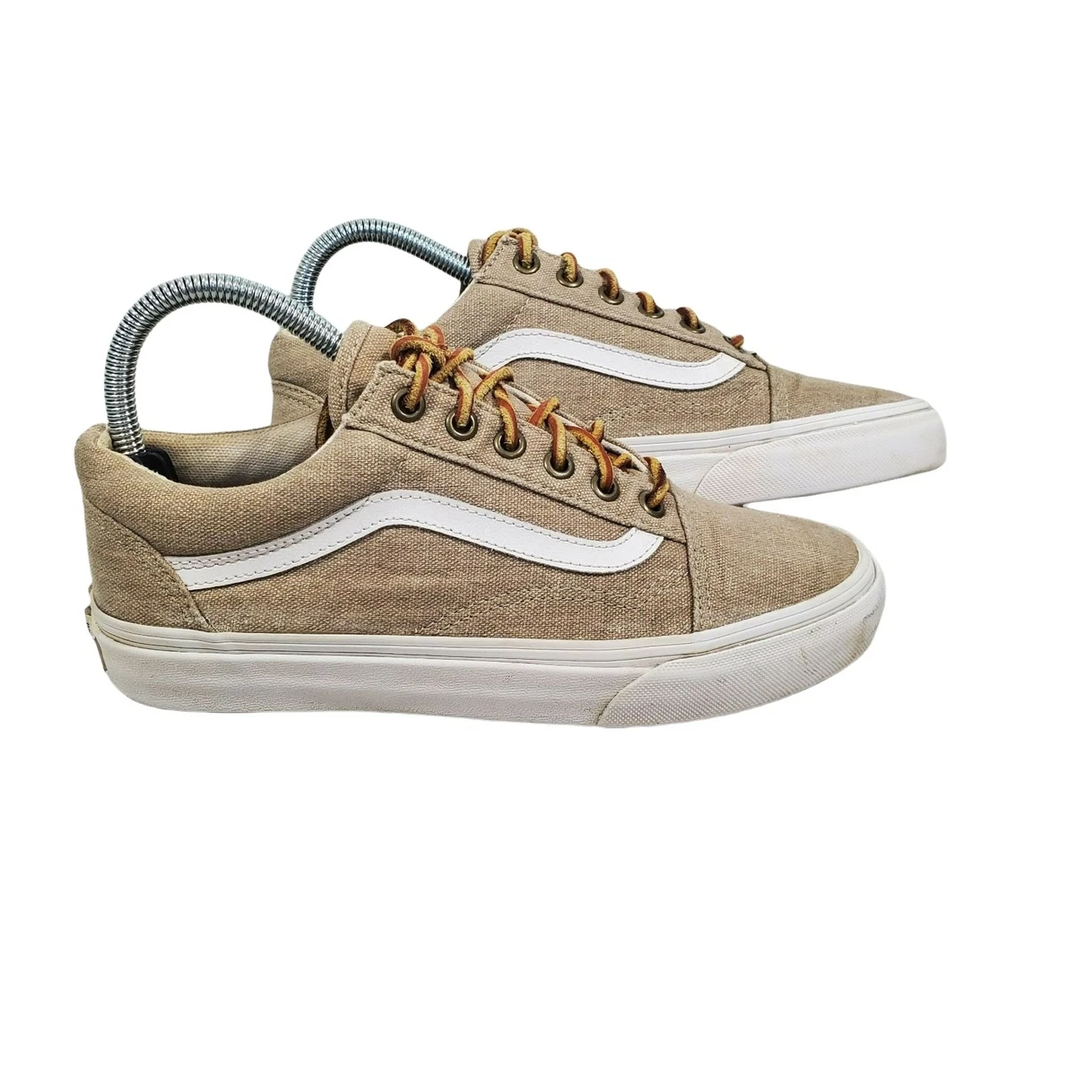 Vans Skool Canvas Burlap Brown Shoes Leather Laces Womens 7 Mens | eBay