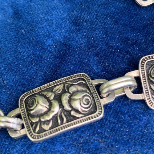 Collar gargantilla colgante de lapislázuli vintage Art Deco de plata de ley. Firmado BS ste - Imagen 6 de 10
