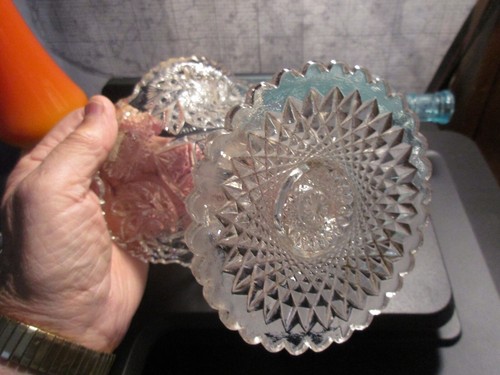 2 pieces Vintage Pressed Cut Gravy & Old Pressed Pattern 6" Compote Rare - Picture 6 of 6