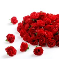 100 Pcs 1.3 inches Mini Rose Head Roses Artificial Flowers for Home Red