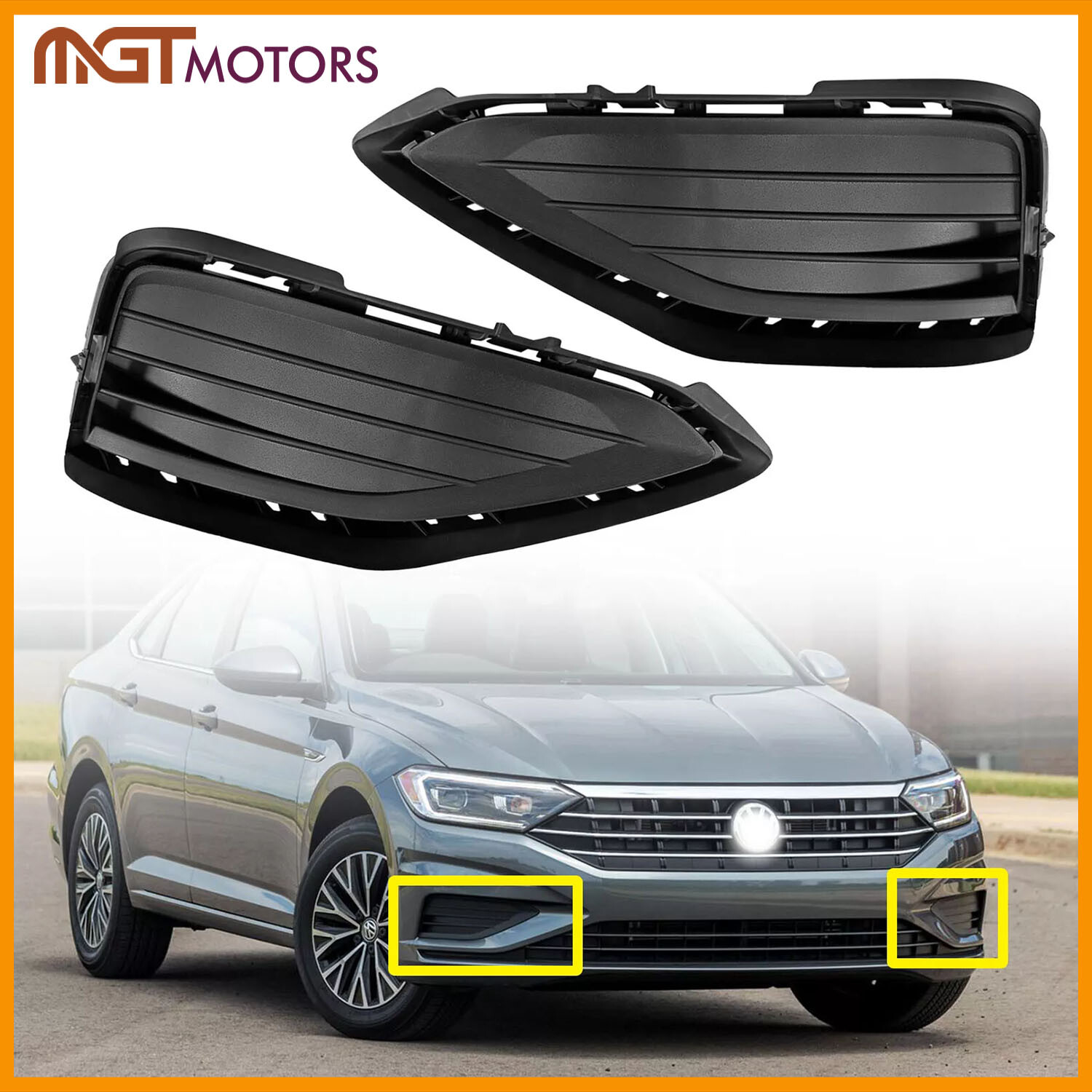 Fog Light Cover Set For 19-21 VW Jetta Front Left and Right Side Air Vent Grille