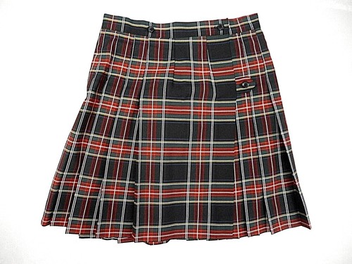 Girls R/K Red Plaid Kilt Wrap-A-Round Knife Pleat Uniform Skirt Reg&1/2 Sz 5 -12 - Afbeelding 1 van 5